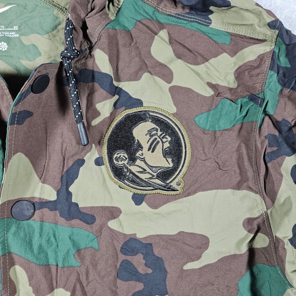 Nike Florida State Seminoles Camo Hooded Field Jacket Mens XL Woodland US Flag - Picture 2 of 9